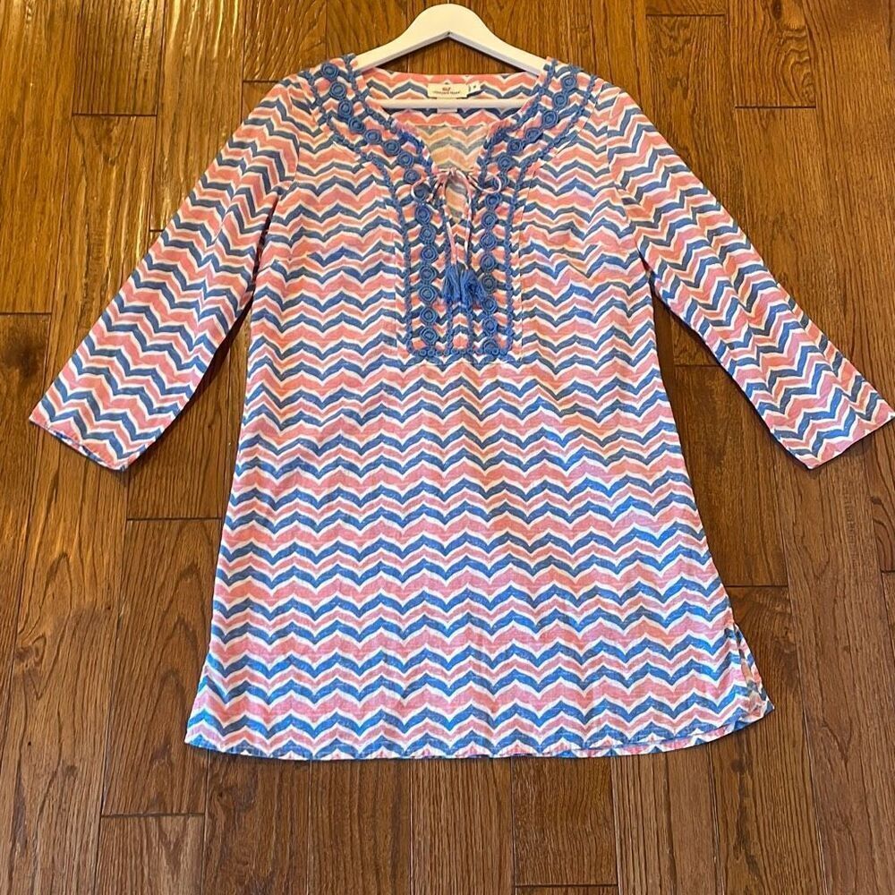 Vineyard Vines chevron embroidered whales tale coverup dress M - Picture 13 of 14